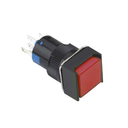 16mm Yaylı Buton Kırmızı 1no/1nc Kare resmi