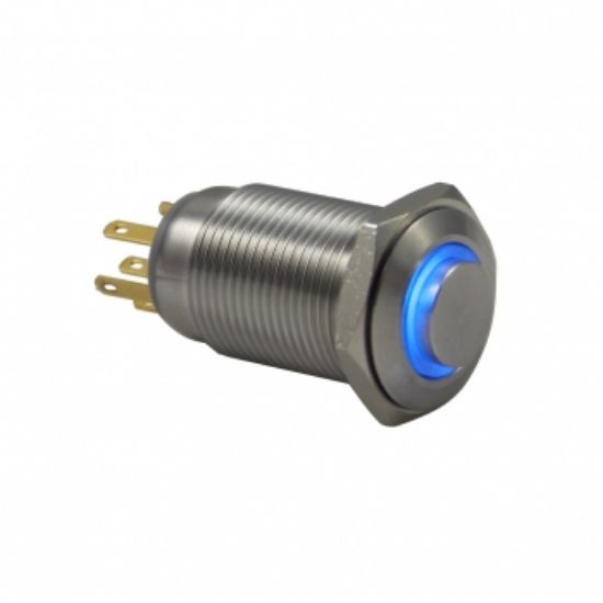 Drn516 16mm Metal Mavi Ledli Anahtarlı Buton 12v-24v resmi