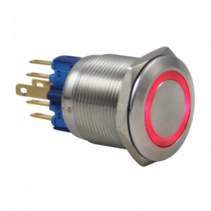 Drn522 22mm Metal Mavi Ledli Anahtarlı Buton 12v-24v resmi