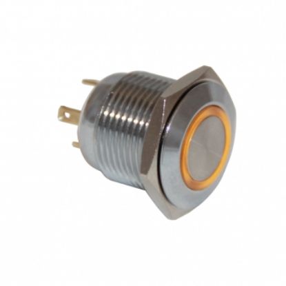 Drn416 16mm Metal Mavi Ledli Yaylı Buton 12v-24v resmi