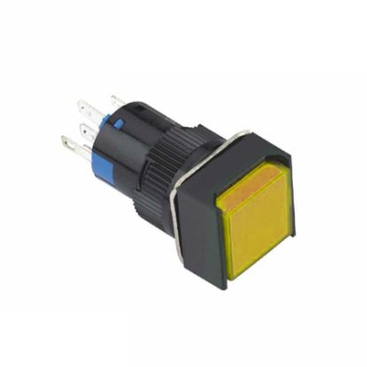 16mm Kalıcı Buton / Anahtar Sarı 1no/1nc Kare resmi