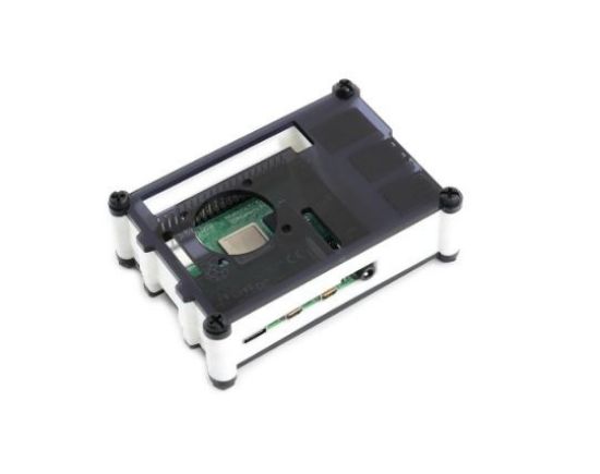 Raspberry Pi 4 İçin Siyah / Beyaz Akrilik Kasa, Soğutma Fanlı resmi