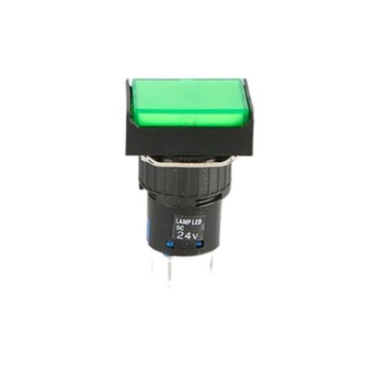 16mm Yaylı Buton Yeşil 1no/1nc Dikdörtgen resmi