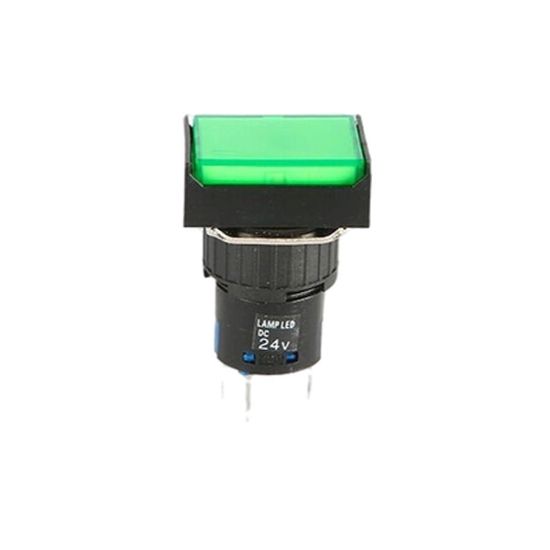 16mm Yaylı Buton Yeşil 1no/1nc Dikdörtgen resmi