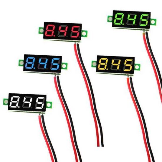 2.5 V -30v Mini Dijital Sarı Voltmetre resmi