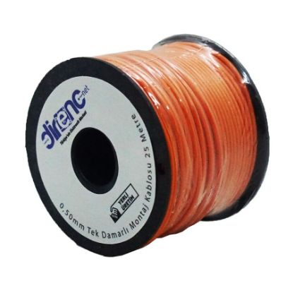 Tek Damarlı Montaj Kablosu 24awg 25 Metre Turuncu resmi