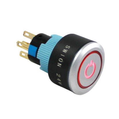 22mm Power Logolu Sarı Işıklı Yaylı Buton 1no/1nc resmi